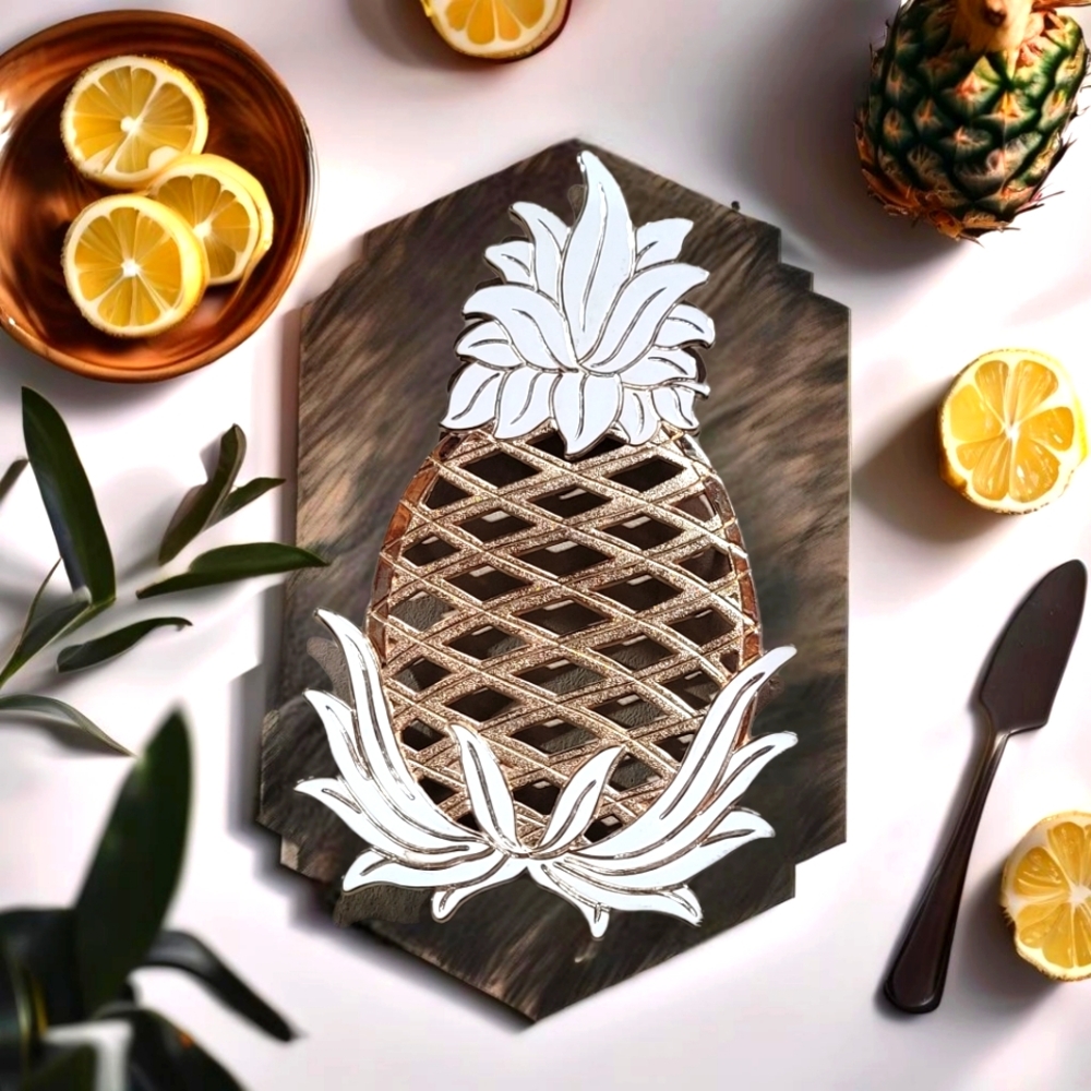 Vtg Japan WM A Rogers Pineapple Trivet Hot Plate Holder Wall Hanger Brass White - Picture 2 of 6